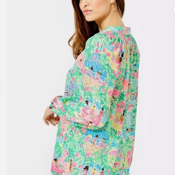 Lilly Pulitzer Let's Get Together Multicolor Silk Elsa Top - Picture 4 of 8
